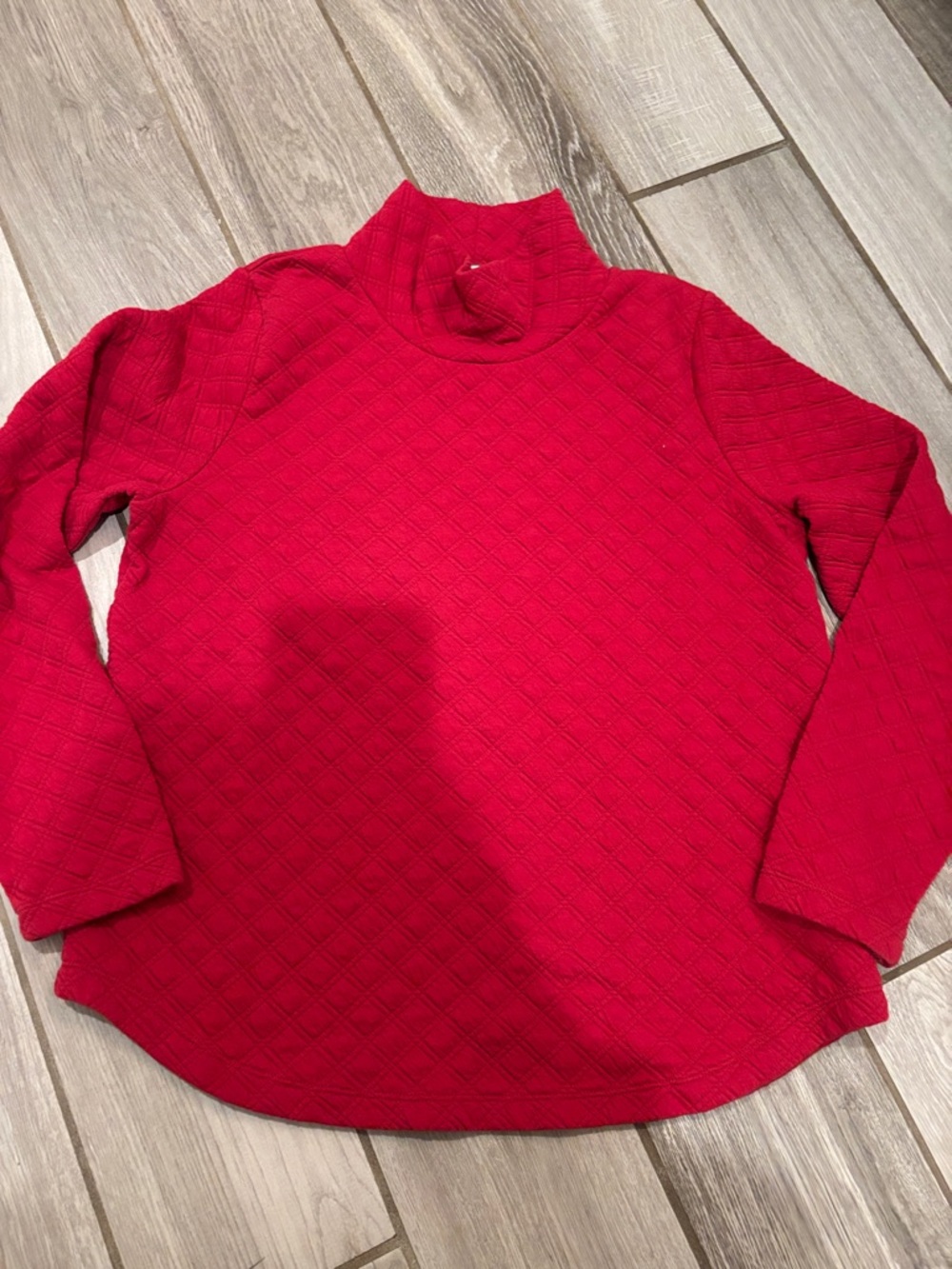 J. Crew Quilted Bright Red Mock Neck Top